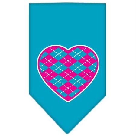 UNCONDITIONAL LOVE Argyle Heart Pink Screen Print Bandana Turquoise Large UN851601